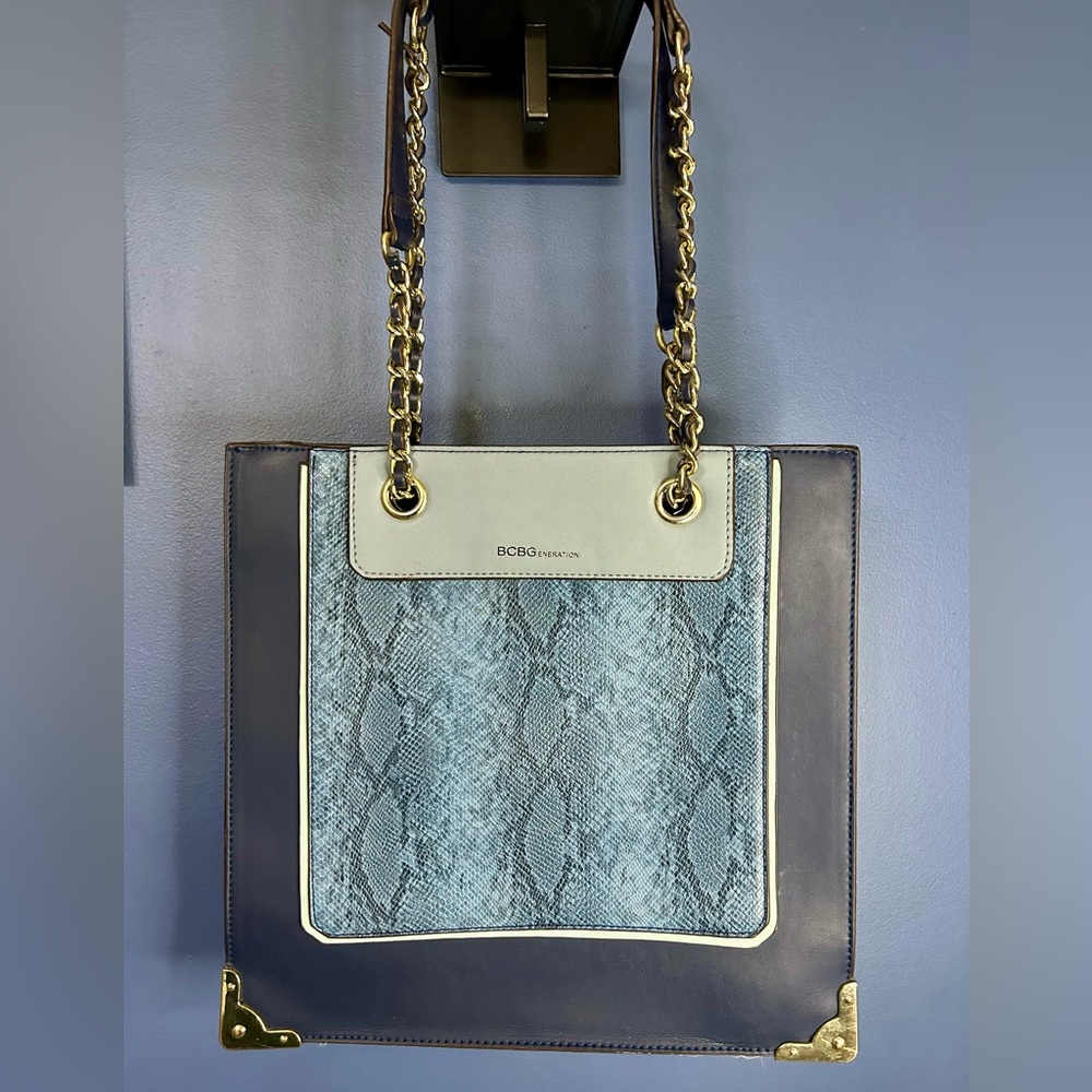 BCBGMaxAzria Blue Snakeskin Shoulder Bag
